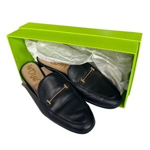SAM EDELMAN Laurna Black Leather Flat Mule Slides. Original Box. Size 10